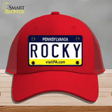 Rocky Pennsylvania State Novelty License Plate Hat Mesh / Red