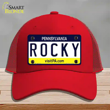 Rocky Pennsylvania State Novelty License Plate Hat Mesh / Red