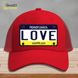 Love Pennsylvania State Novelty License Plate Hat Mesh / Red