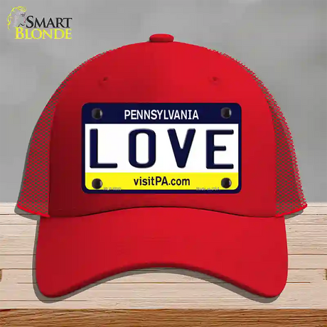 Love Pennsylvania State Novelty License Plate Hat Mesh / Red