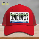 Grand Rapids Michigan Novelty License Plate Hat Mesh / Red