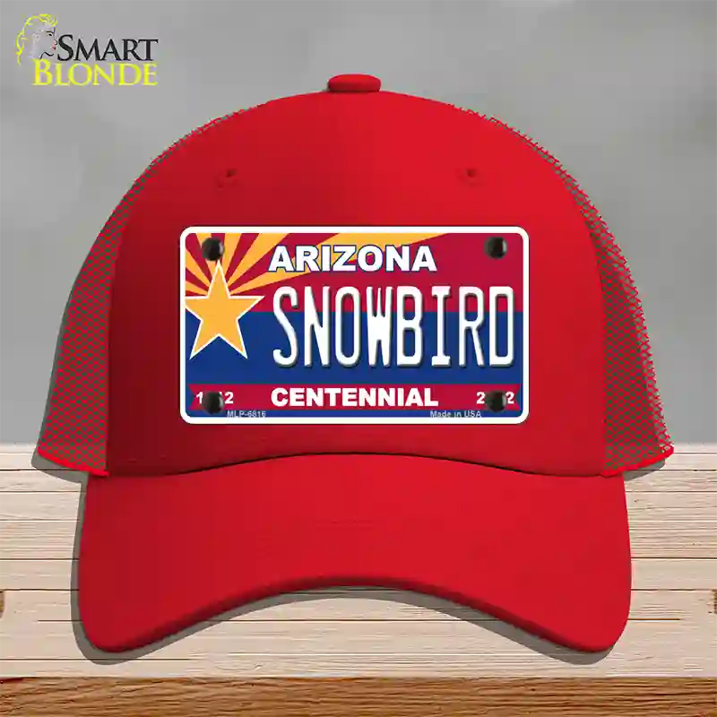 Arizona Centennial Snowbird Novelty License Plate Hat Mesh / Red