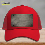 Tan Oil Rubbed Solid Novelty License Plate Hat Mesh / Red
