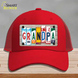 Grandpa Wood License Plate Art Novelty License Plate Hat Mesh / Red