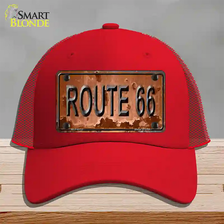 Route 66 Rusty Novelty License Plate Hat Mesh / Red