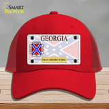 Georgia Sons Of Confederate Novelty License Plate Hat Mesh / Red