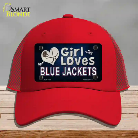 This Girl Loves Her Blue Jackets Novelty License Plate Hat Mesh / Red