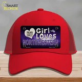 This Girl Loves Northwestern Novelty License Plate Hat Mesh / Red