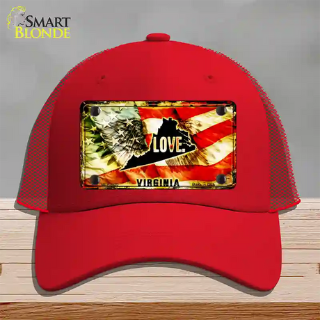 Virginia Love Novelty License Plate Hat Mesh / Red