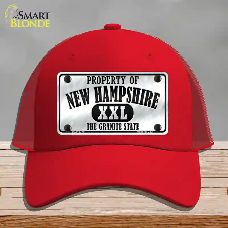 Property Of New Hampshire Novelty License Plate Hat Mesh / Red