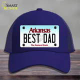 Best Dad Arkansas Novelty License Plate Hat Mesh / Royal Blue