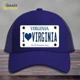 I Love Virginia Novelty License Plate Hat Mesh / Royal Blue