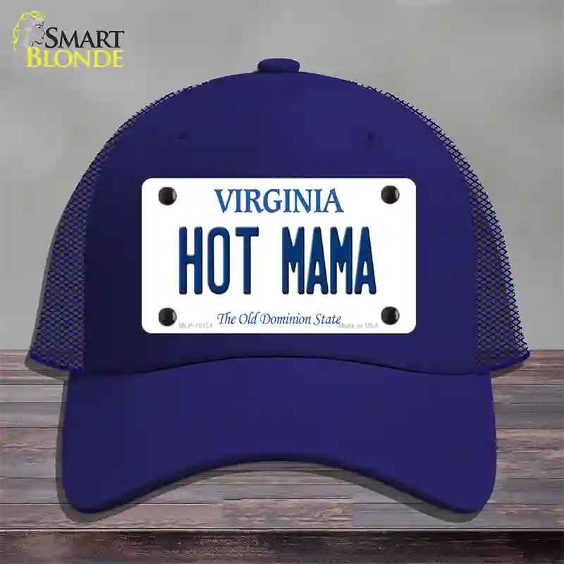 Hot Mama Virginia Novelty License Plate Hat Mesh / Royal Blue
