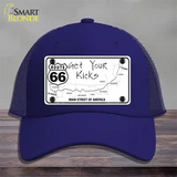 US Route 66 Map Novelty License Plate Hat Mesh / Royal Blue