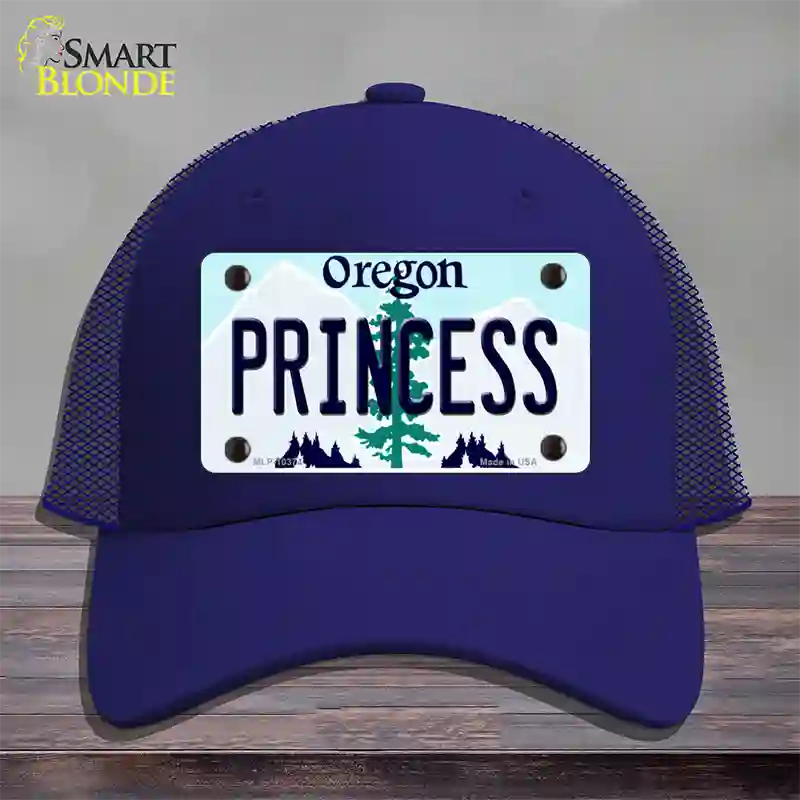 Princess Oregon Novelty License Plate Hat Mesh / Royal Blue