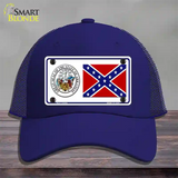 Confederate Flag Arkansas Seal Novelty License Plate Hat Mesh / Royal Blue