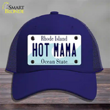Hot Mama Rhode Island State Novelty License Plate Hat Mesh / Royal Blue