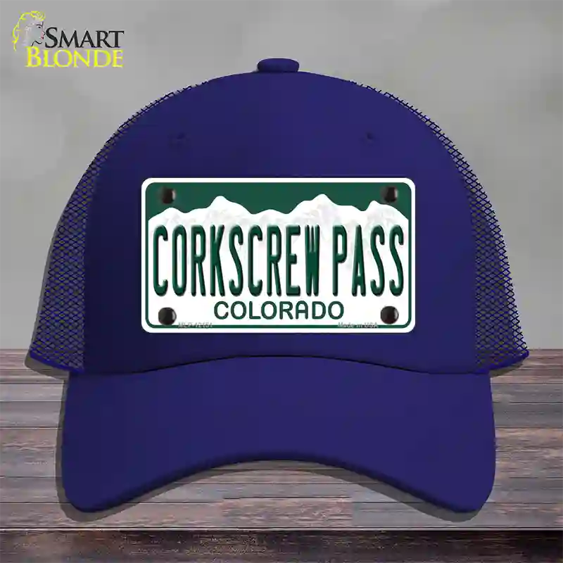 Corkscrew Pass Colorado Novelty License Plate Hat Mesh Royal Blue