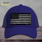 American Flag Black and Gray Novelty License Plate Hat Mesh Royal Blue
