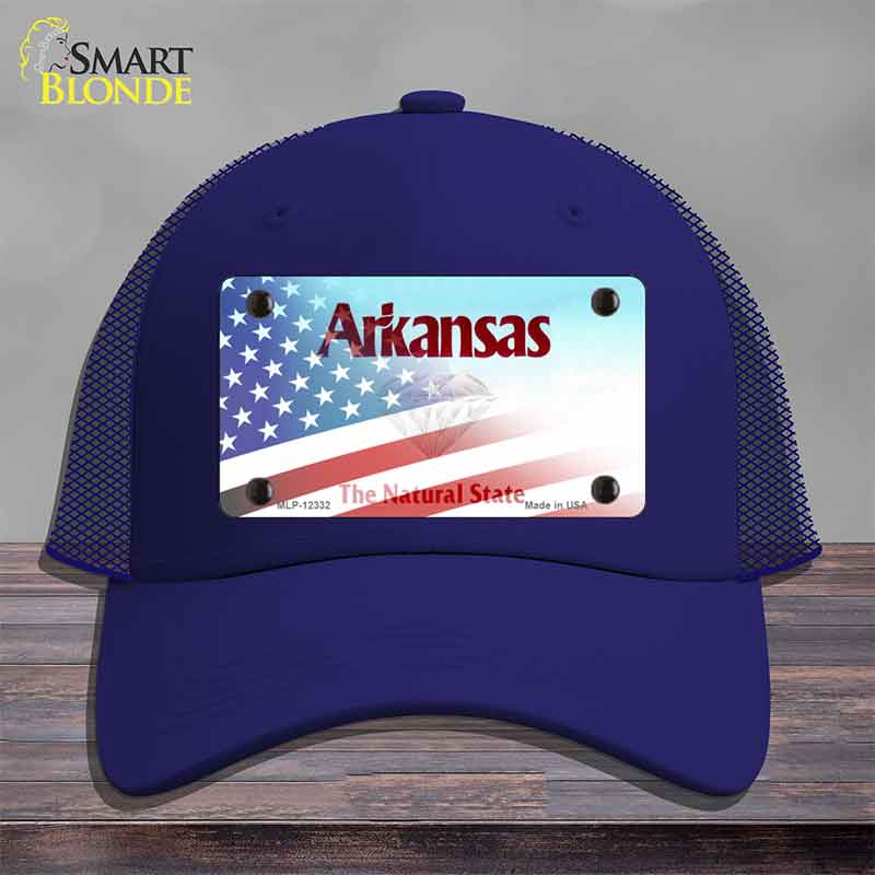 Arkansas with American Flag Novelty License Plate Hat HAT-MLP-12332