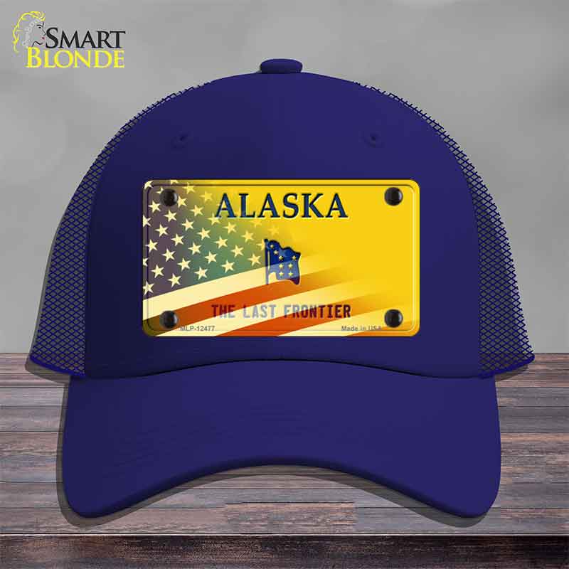 Alaska with American Flag Novelty License Plate Hat HAT-MLP-12477