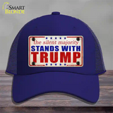 Silent Majority Stands with Trump Novelty License Plate Hat Mesh / Royal Blue