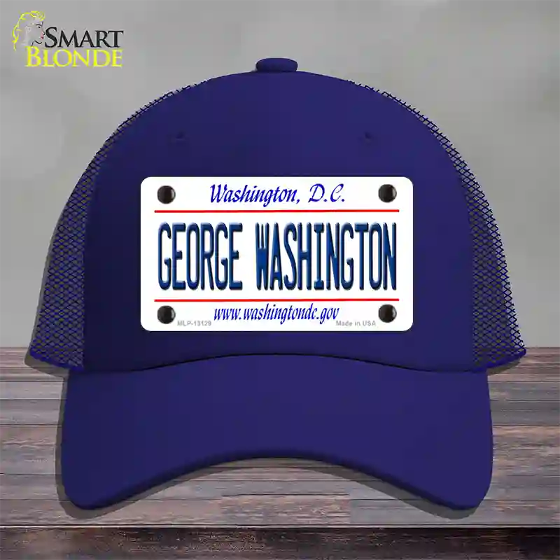 George Washington Novelty License Plate Hat Mesh / Royal Blue