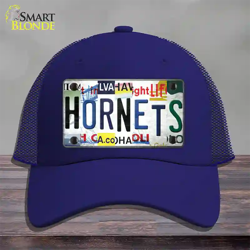 Hornets Strip Art Novelty License Plate Hat Tag Mesh Royal Blue