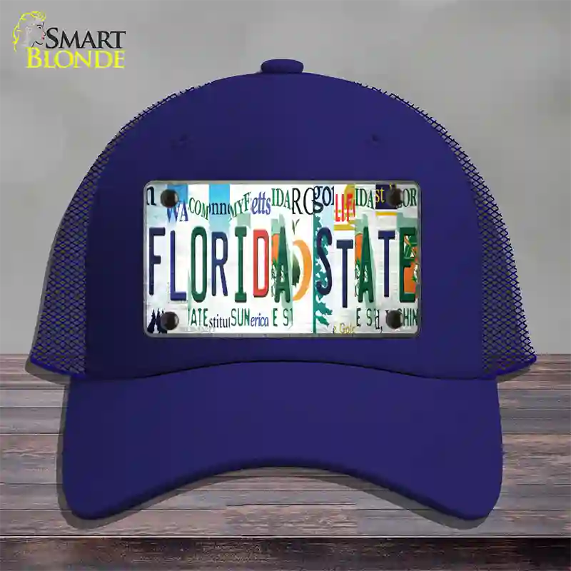 Florida State Strip Art Novelty License Plate Hat Tag Mesh Royal Blue