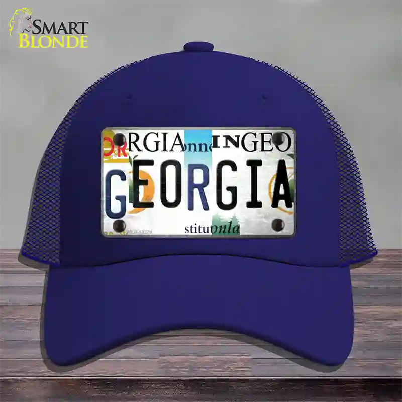 Georgia Strip Art Novelty License Plate Hat Tag Mesh Royal Blue