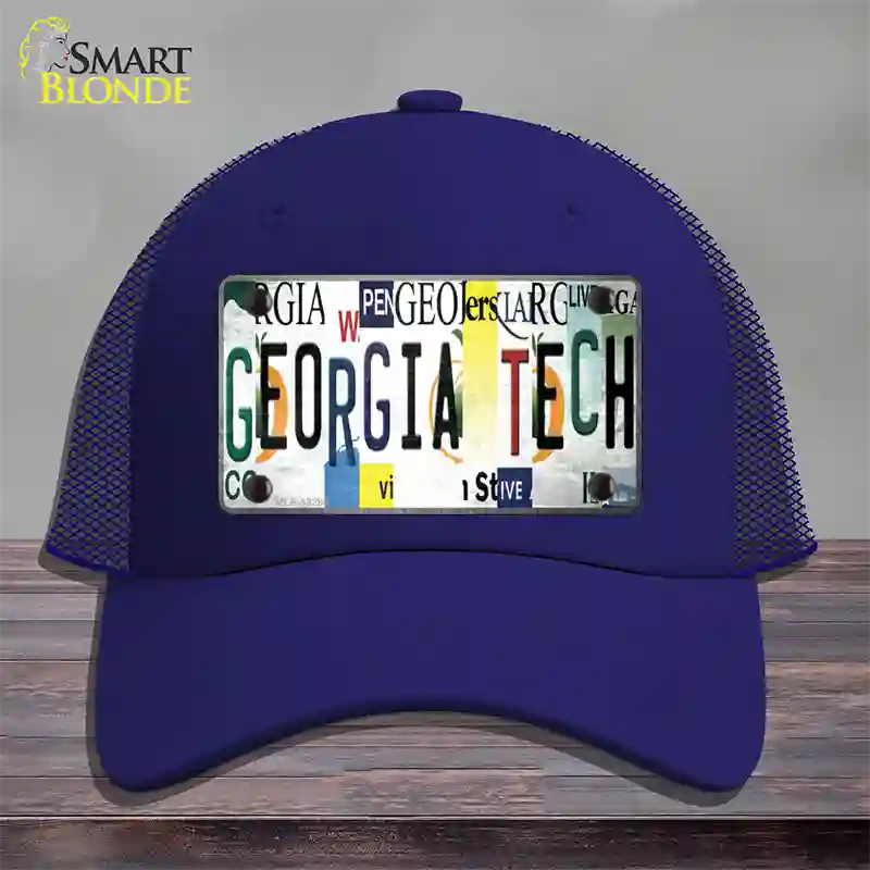 Georgia Tech Strip Art Novelty License Plate Hat Tag Mesh Royal Blue