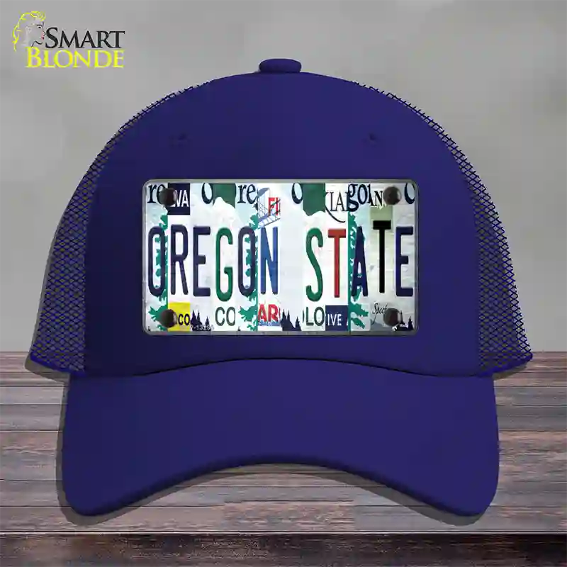 Oregon State Strip Art Novelty License Plate Hat Tag Mesh Royal Blue