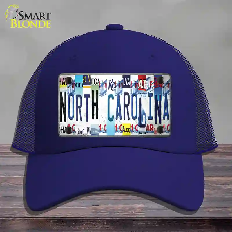 North Carolina Strip Art Novelty License Plate Hat Tag Mesh Royal Blue