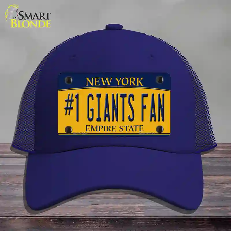 Number 1 Giants Fan New York Novelty License Plate Hat Tag Mesh Royal Blue