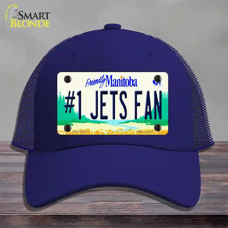Number 1 Jets Fan Manitoba Novelty License Plate Hat Tag Mesh / Royal Blue