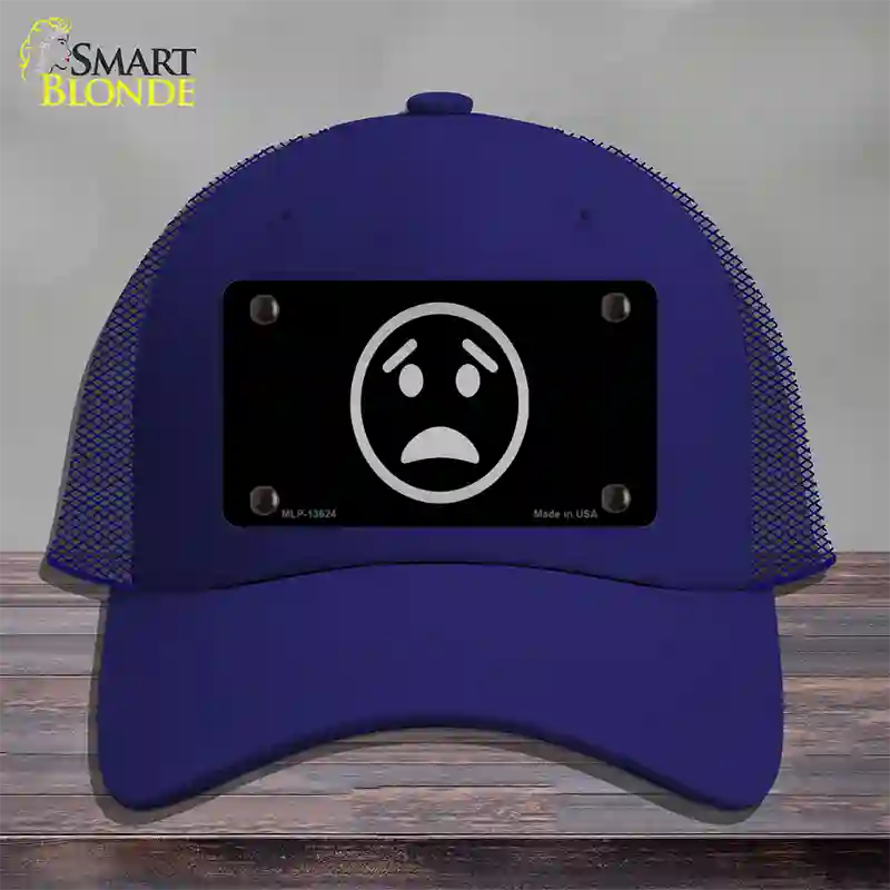 Worried Black Novelty License Plate Hat Tag Mesh Royal Blue