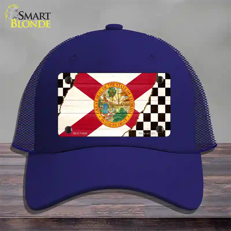 Florida Racing Flag Novelty License Plate Hat Tag Mesh Royal Blue