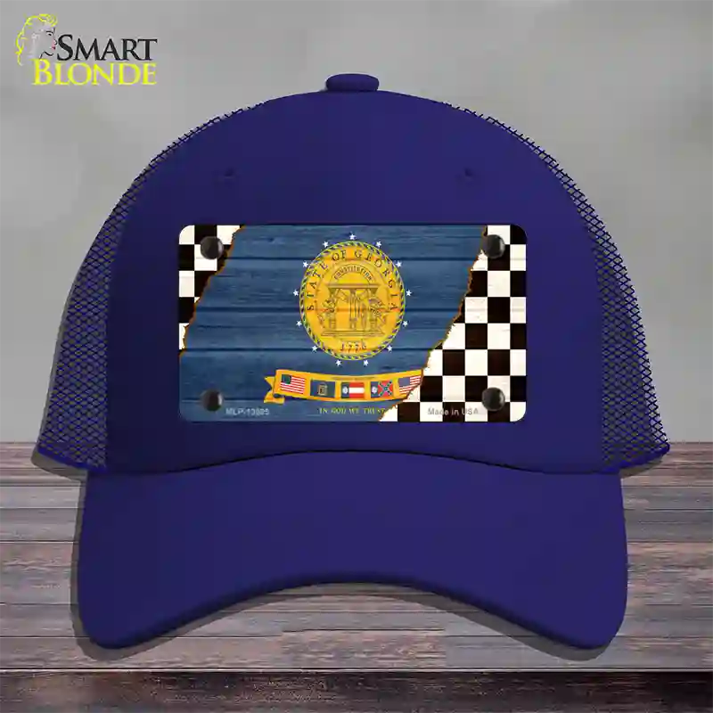 Georgia Racing Flag Novelty License Plate Hat Tag Mesh Royal Blue