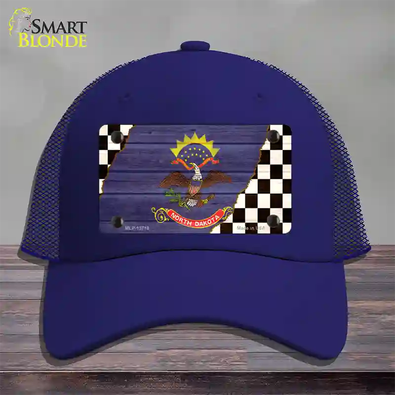 North Dakota Racing Flag Novelty License Plate Hat Tag Mesh Royal Blue
