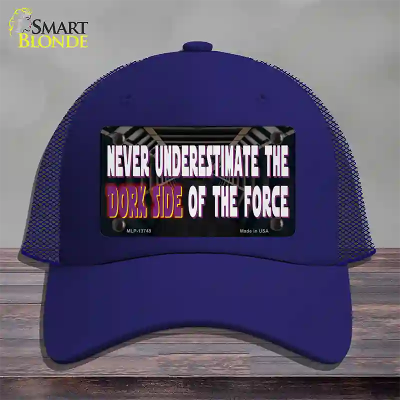 The Dork Side Novelty License Plate Hat Tag Mesh Royal Blue