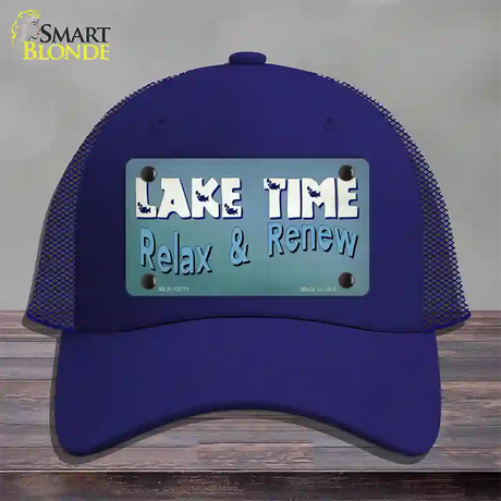 Lake Time Novelty License Plate Hat Tag Mesh Royal Blue