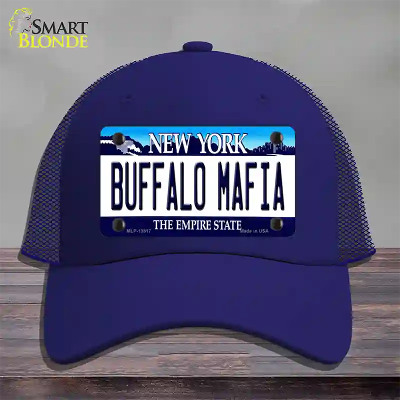Buffalo Mafia New York Novelty License Plate Hat Tag Mesh Royal Blue