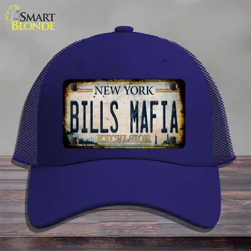 Bills Mafia New York Rusty Novelty License Plate Hat Tag Mesh Royal Blue