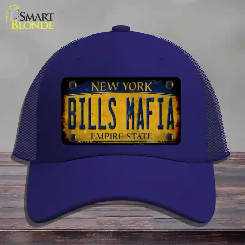 Bills Mafia New York Yellow Rusty Novelty License Plate Hat Tag Mesh Royal Blue
