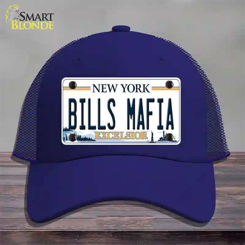Bills Mafia NY Excelsior Novelty License Plate Hat Tag Mesh Royal Blue