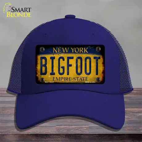 Bigfoot New York Novelty License Plate Hat Tag Mesh / Royal Blue