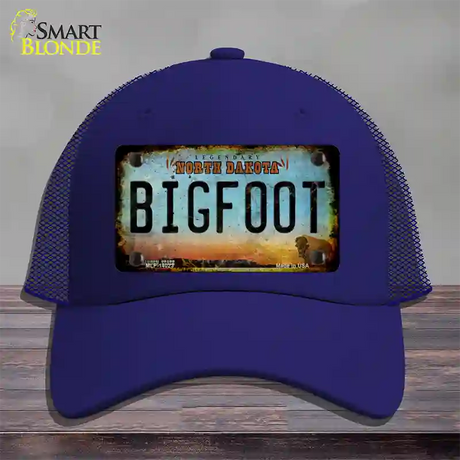 Bigfoot North Dakota Novelty License Plate Hat Tag Mesh / Royal Blue