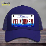 Velkommen Illinois Novelty License Plate Hat Mesh / Royal Blue
