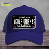 Aguas Buenas Puerto Rico Black Novelty License Plate Hat Mesh / Royal Blue