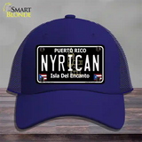 Nyrican Puerto Rico Black Novelty License Plate Hat Mesh / Royal Blue